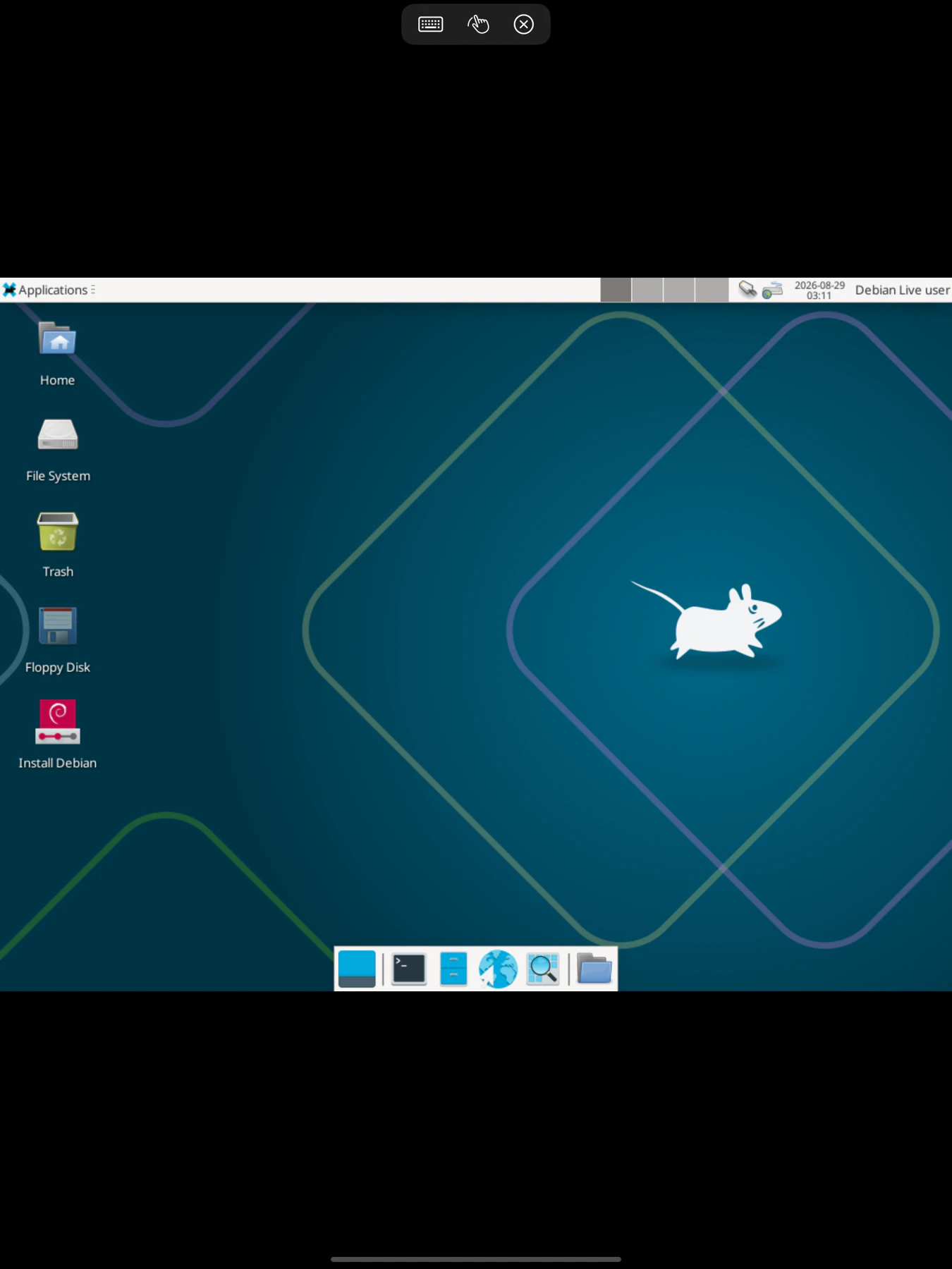 A Linux desktop running inside Saffron on iPad